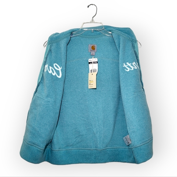 Carhartt Fleece Full Zip Sweater Vest Teal Blue Small - Picture 2 of 5